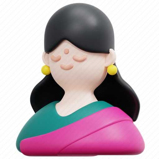 Indian, woman, avatar, diwali, cultures, people, asian 3D illustration - Download on Iconfinder
