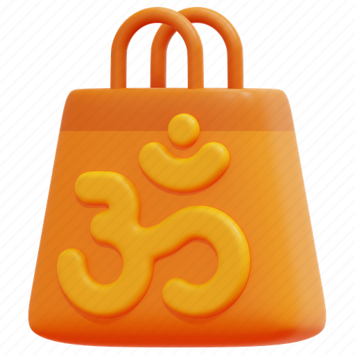 Shopping, bag, diwali, om, gift, shop, 3d 3D illustration - Download on Iconfinder