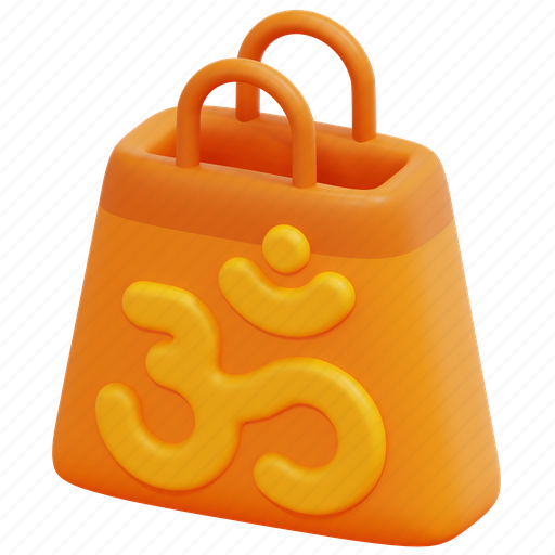 Shopping, bag, diwali, om, shop, gift, 3d 3D illustration - Download on Iconfinder
