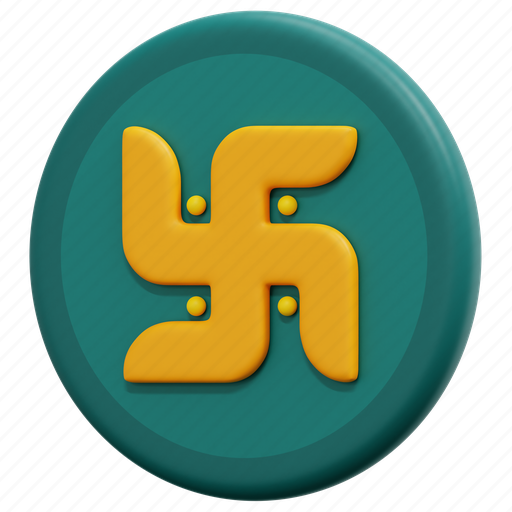 Swastika, diwali, symbol, sign, india, religion, hinduism 3D illustration - Download on Iconfinder