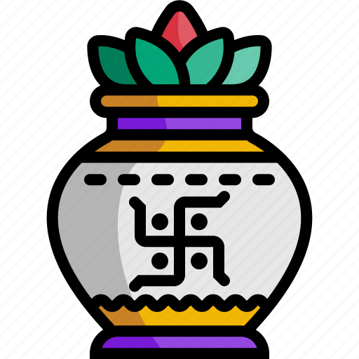 Kalasha, culture, coconut, cultures, swastika, asian, oriental icon - Download on Iconfinder