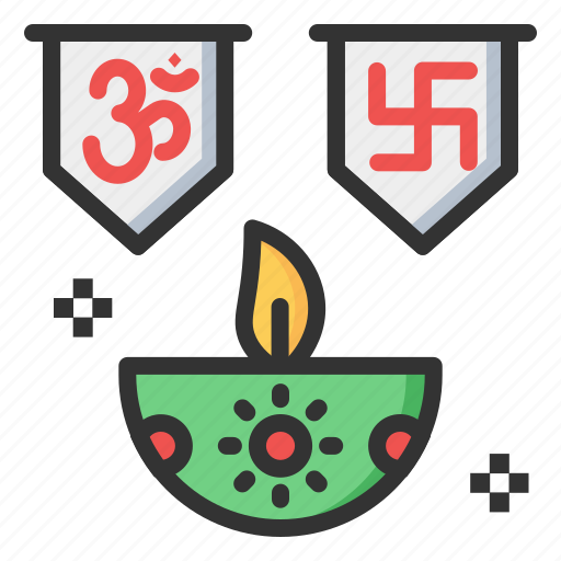 Diwali, lamp, lights, religion, swastika icon - Download on Iconfinder