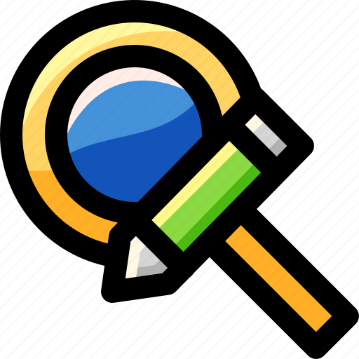 Find, glass, magnifying, pen, pencil, search, zoom icon - Download on Iconfinder