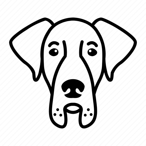 Dane, dog, great, head, outlined, style icon - Download on Iconfinder