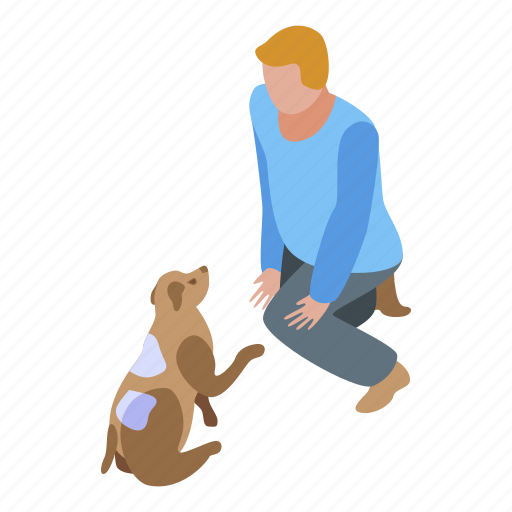 Cartoon, dog, first, isometric, logo, training, woman icon - Download on Iconfinder