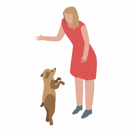 Cartoon, dog, isometric, medical, puppy, take, woman icon - Download on Iconfinder