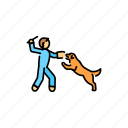 man, golden, retriever, dog, training