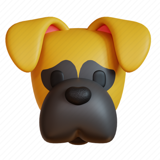 Boxer, dog, animal, puppy, pet, face, breed 3D illustration - Download on Iconfinder