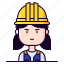 avatar, construction, female, profession, worker 