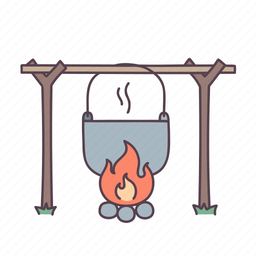 Caldron, camping, cooking, fire, pot icon - Download on Iconfinder