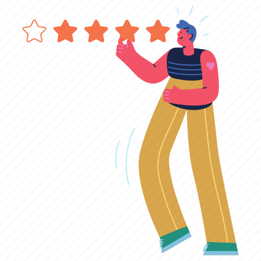 Rating, review, star, ratings, stars, man, male illustration - Download on Iconfinder