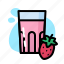 drink, glass, milk, strawberry 
