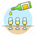 alcohol, bar, bottle, drink, glass, pour, pouring, serving, white, wine