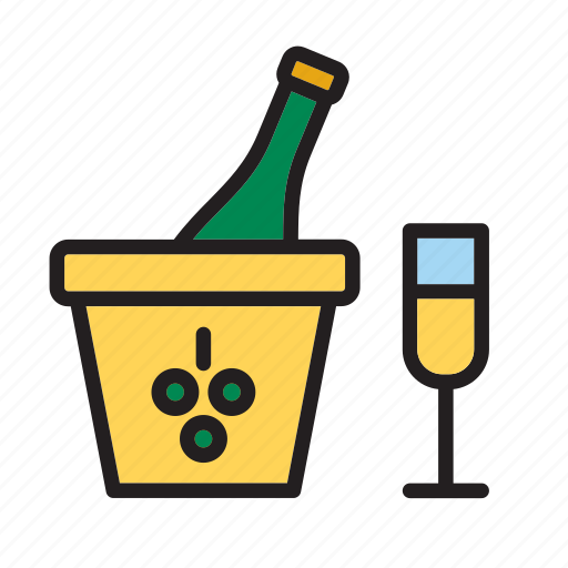 Beverage, drink, drinking, bottle, champagne, glass, ice bucket icon - Download on Iconfinder