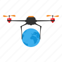 copter, delivery, drone, internet, network, planet
