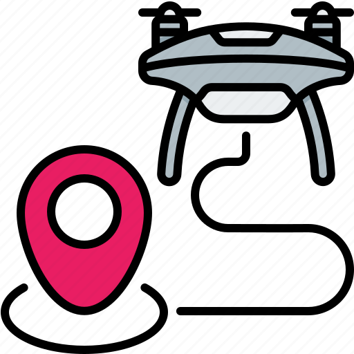 Route, drone, technology, fly, pin, placeholder, location icon - Download on Iconfinder
