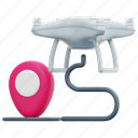route, drone, technology, fly, pin, location, placeholder, 3d 