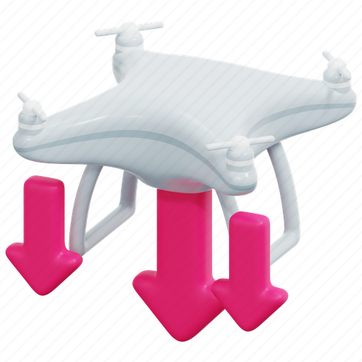 Landing, drone, technology, fly, arrow, delivery, down 3D illustration - Download on Iconfinder