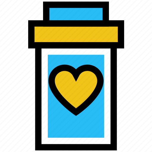 Bottle, drugs, heart, medicine, pharmacy, pills bottle icon - Download on Iconfinder