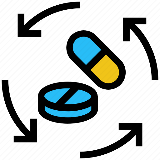 Arrows, drugs, healthcare, medicine, pharmacy, pills, sync icon - Download on Iconfinder