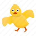 baby, duck, fly, to, try, yellow
