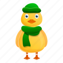 baby, clothes, duck, green, winter, yellow