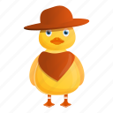child, duck, water, yellow, cowboy
