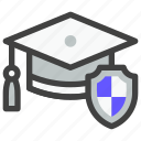 insurance, protection, shield, security, care, education, school, diploma, cap