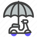 insurance, protection, shield, security, care, scooter, vehicle, transport, umbrella