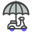 insurance, protection, shield, security, care, scooter, vehicle, transport, umbrella 