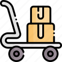 trolley, cart, package, boxes, logistics, delivery