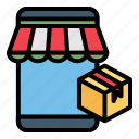 smartphone, store, box, shopping, delivery