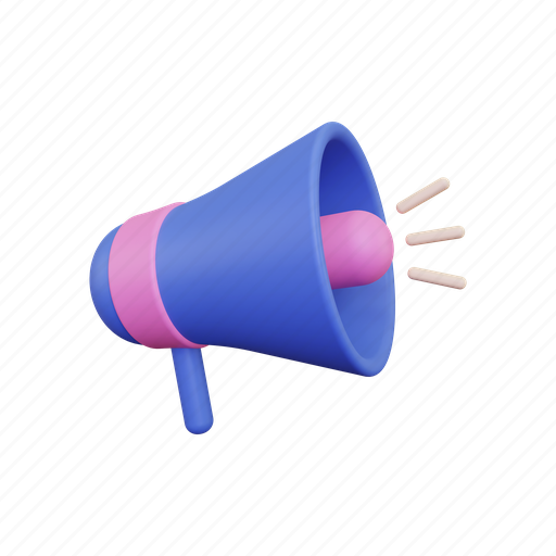 Loudspeaker, megaphone, announcement, marketing, advertising, strategy 3D illustration - Download on Iconfinder