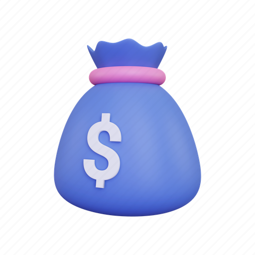Money, bag, finance, payment, dollar, saving, bank 3D illustration - Download on Iconfinder