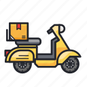 courier, delivery, moto, scooter, shipment, transport, transportation