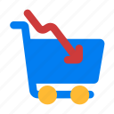 down, arrow, shopping, trolley