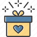 heart, celebrations, surprise, gift box