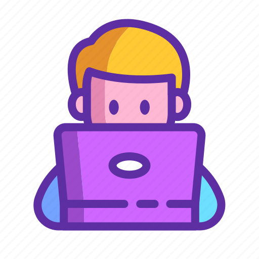 Laptop, learning, notebook, person icon - Download on Iconfinder