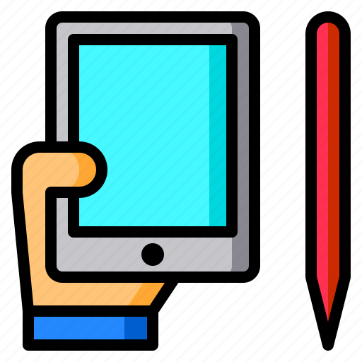 Learning, online, pen, pencil, tablet, hand icon - Download on Iconfinder