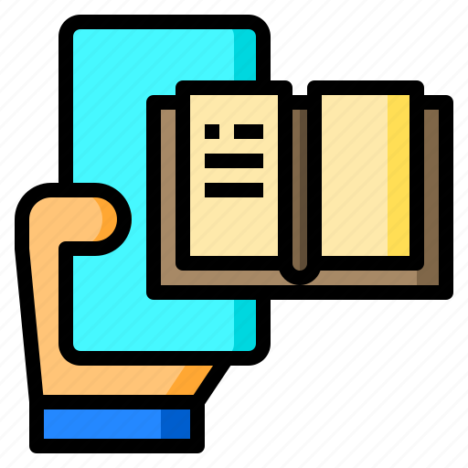 Book, smartphone, reading, hand, ebook icon - Download on Iconfinder