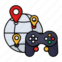 global, gaming, console, controller, location, globe