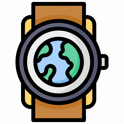 Earth, hour, watch, hand watch, globe icon - Download on Iconfinder