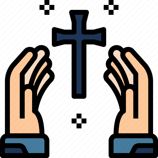 Pray, church, cross, hand, prayer icon - Download on Iconfinder