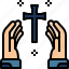 pray, church, cross, hand, prayer 