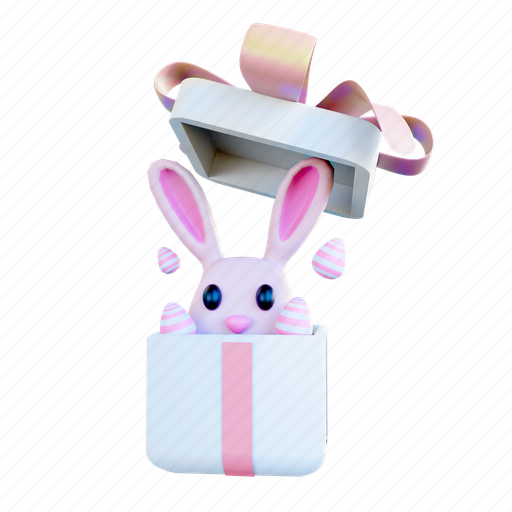 Gift, box, bunny, easter 3D illustration - Download on Iconfinder