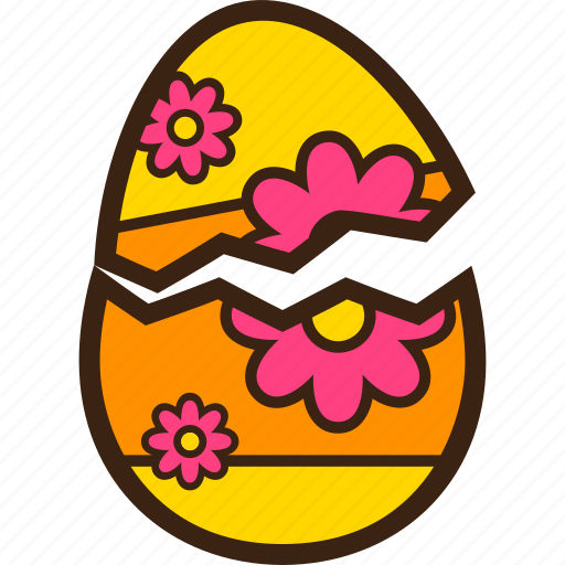 Broken, chocolate, decoration, easter, egg, flower icon - Download on Iconfinder