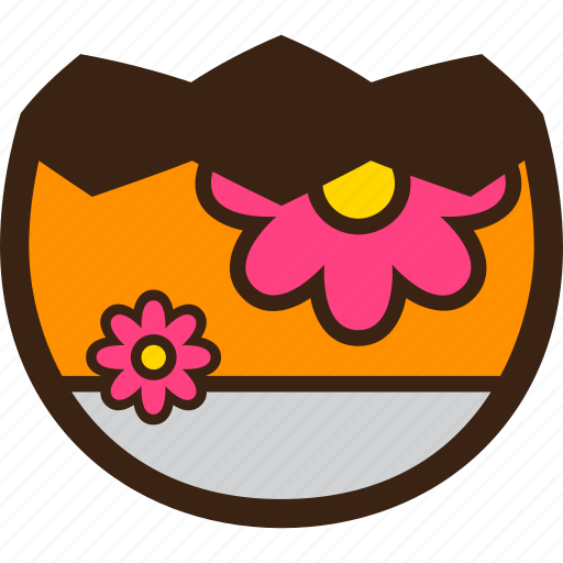 Broken, chocolate, decoration, easter, egg, flower, half icon - Download on Iconfinder