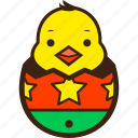 chick, chocolate, decoration, easter, egg, hatching, stars