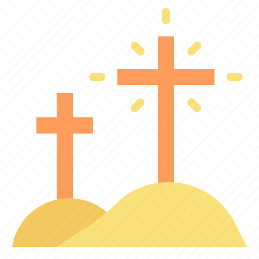 Crosses, hill, risen, easter, curch, jesus, catholic icon - Download on Iconfinder