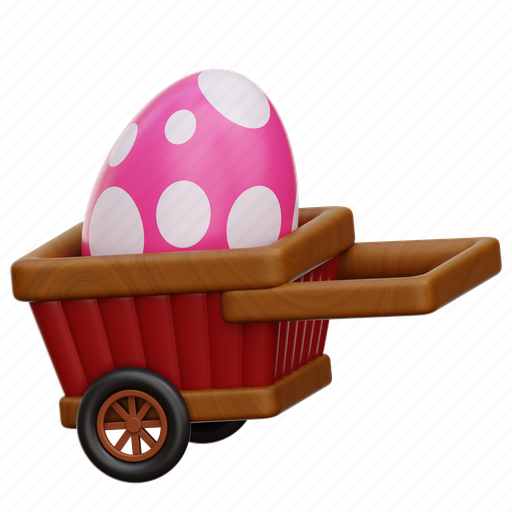 Easter, egg, cart, easter day, easter egg 3D illustration - Download on Iconfinder